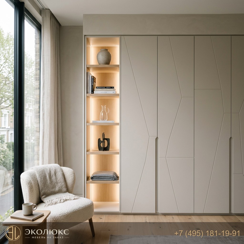 Встроенный шкаф до потолка с LED