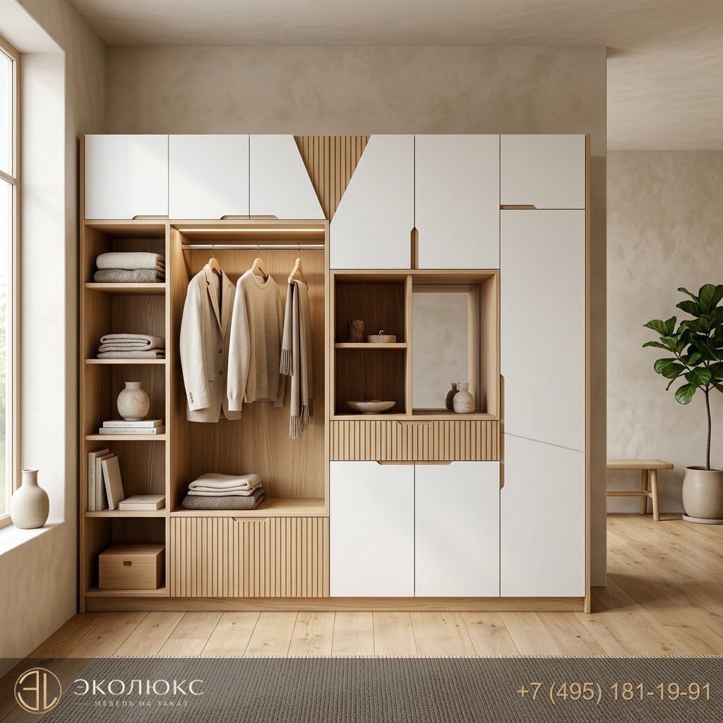 Встроенный шкаф-комби с глухими фасадами
