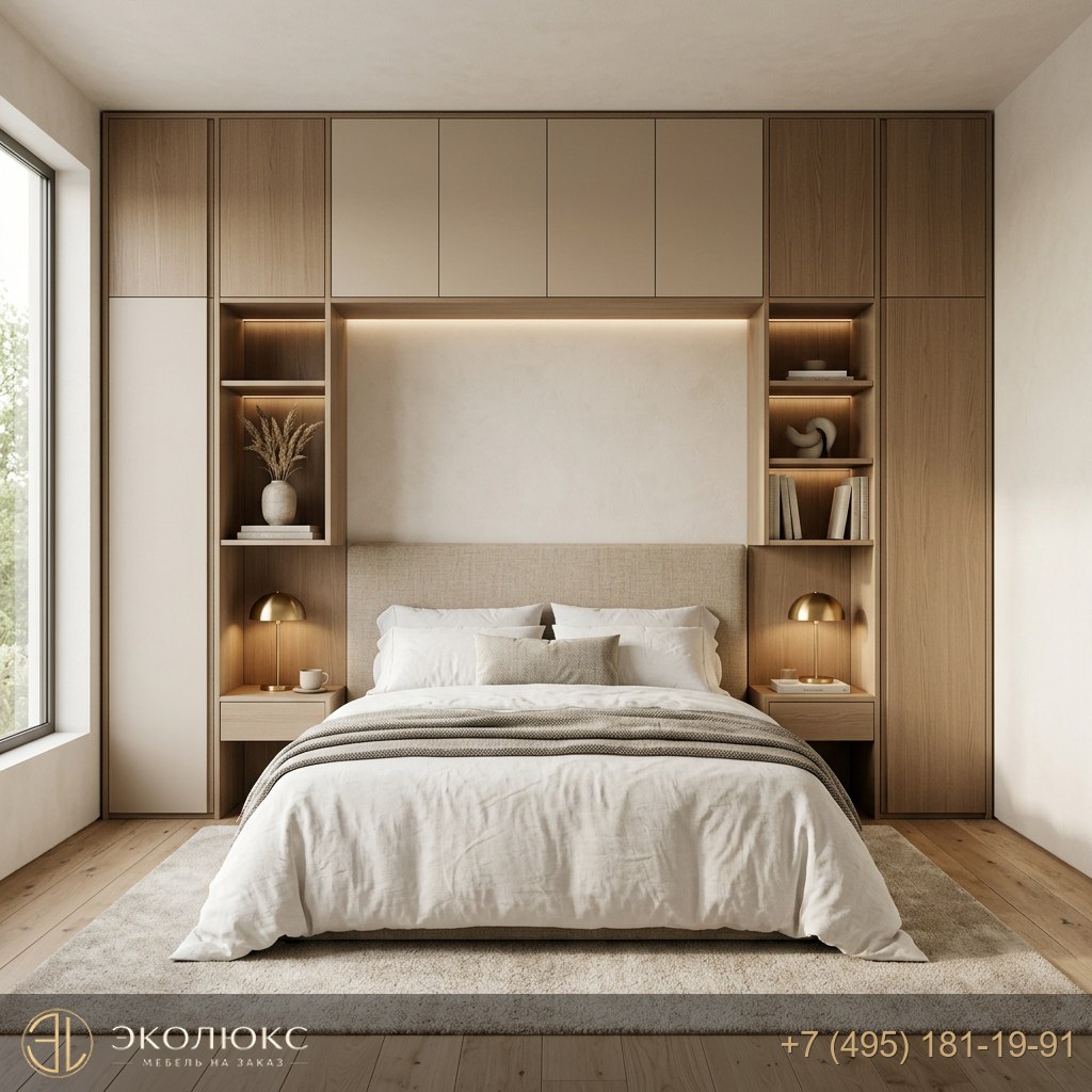 Встроенная мебель для спальни с антресолью